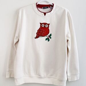 🎉Clearance🎉Vintage Speculation White & Red Owl Cotton Sweatshirt ~ Large